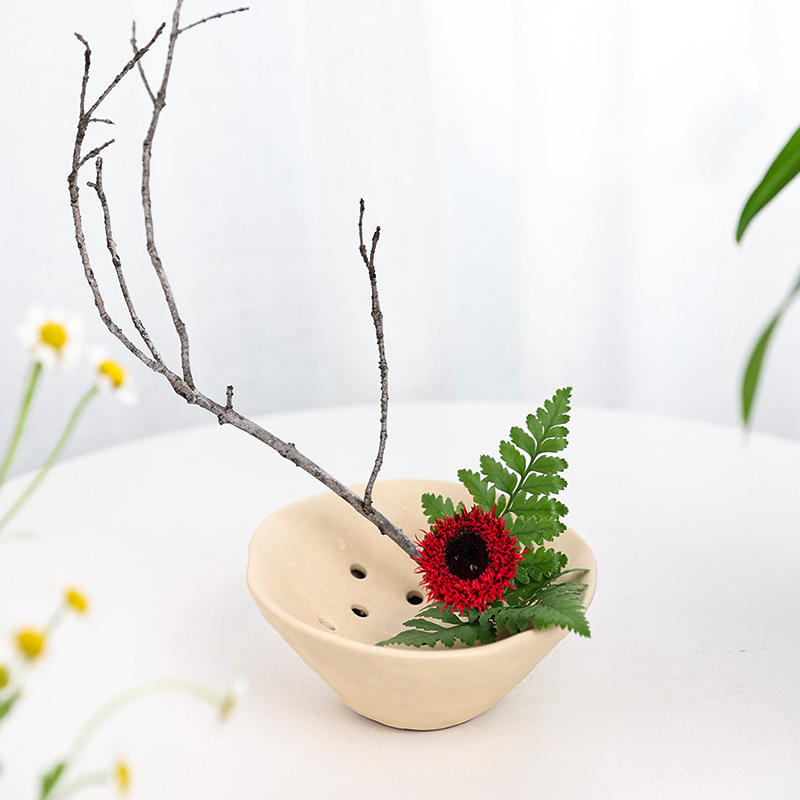 Mangkuk bunga gua keramik gaya - Ikebana Vase Kenzan ulasan dan harga