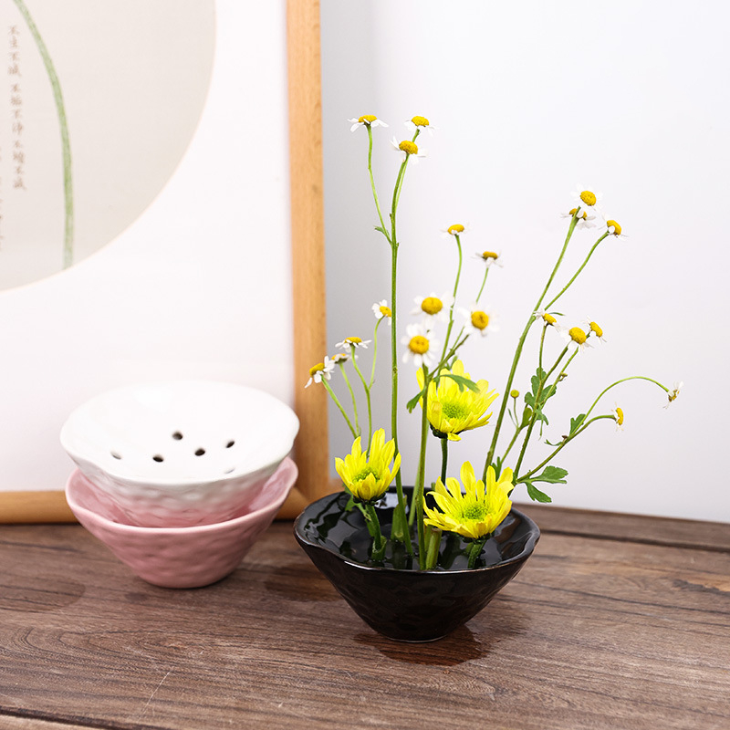 Mangkuk bunga gua keramik gaya - Ikebana Vase Kenzan ulasan dan harga